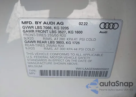 WA1LAAGE5NB025922